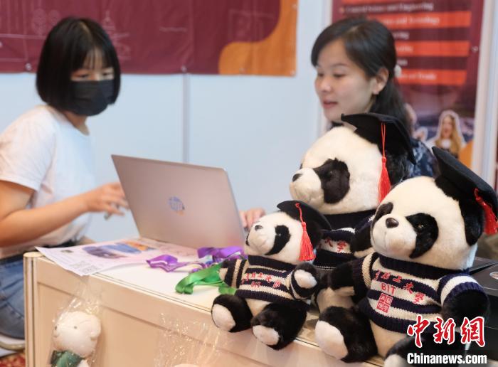 北京理工大學(xué)帶來(lái)可愛熊貓玩偶，頗為吸睛 陳悅 攝