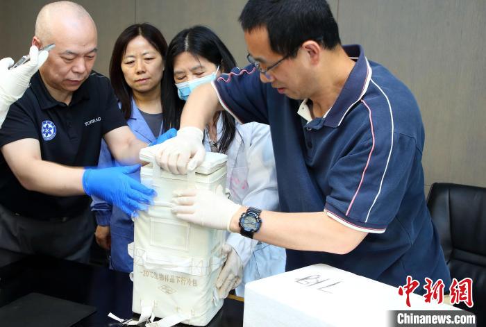 科研人員查看隨神舟十五號返回地面的空間科學實驗樣品?！≈锌圃嚎臻g應用中心 供圖
