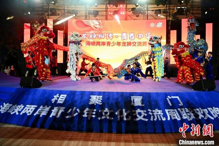 兩岸青少年同臺(tái)呈現(xiàn)龍獅表演?！⊥鯑|明 攝