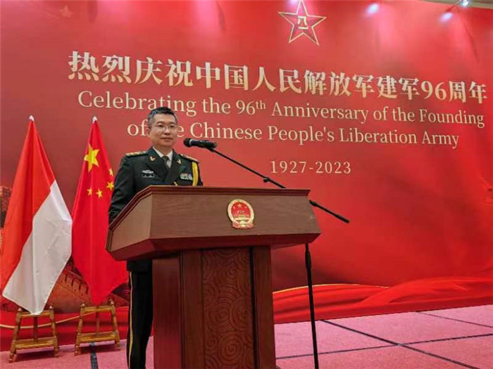 圖為徐勝武官致辭。中國駐印度尼西亞使館供圖