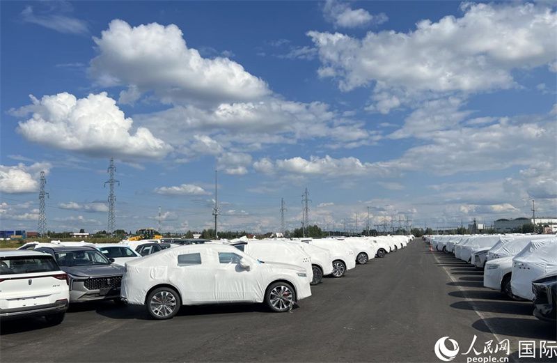 莫斯科別雷拉斯特物流中心內(nèi)的中國品牌汽車。人民網(wǎng)記者 申佳平攝