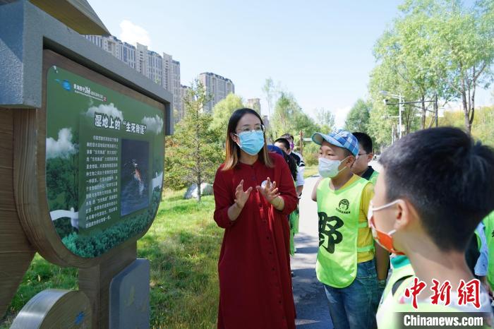 圖為小朋友在青海西寧湟水國家濕地公園內(nèi)學(xué)習(xí)濕地知識?！●R銘言 攝