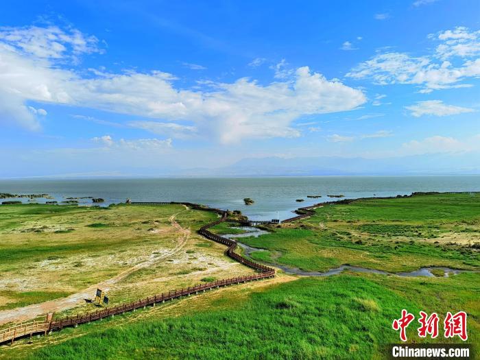 圖為航拍都蘭湖國(guó)家濕地公園?！∑钤鲚?攝