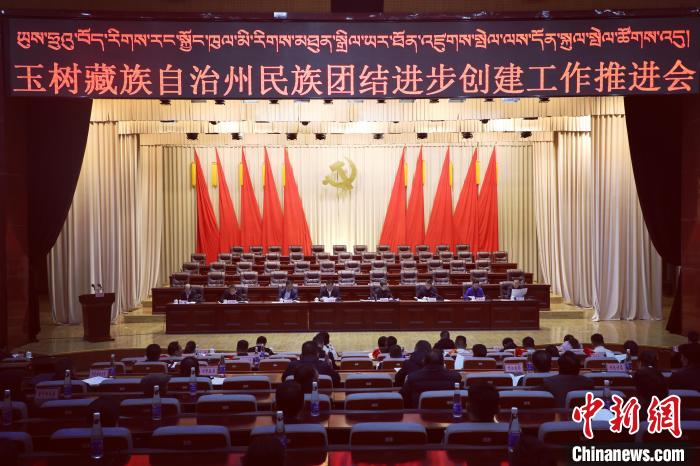 圖為玉樹(shù)州民族團(tuán)結(jié)進(jìn)步創(chuàng)建工作推進(jìn)會(huì)現(xiàn)場(chǎng)?！『F龍 攝