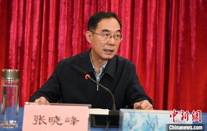 圖為西藏自治區(qū)黨委宣傳部副部長、西藏廣播電視臺黨組書記張曉峰致辭。　趙朗 攝